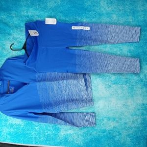 XERSION Activewear Top XXL Bottoms XL Blue/White muti NWT